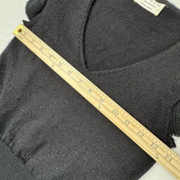 Wyeth by Todd Magill Women Cashmere Ruffle V-Neck Sweater S Shimmer Evening Knit - Picture 10 of 12